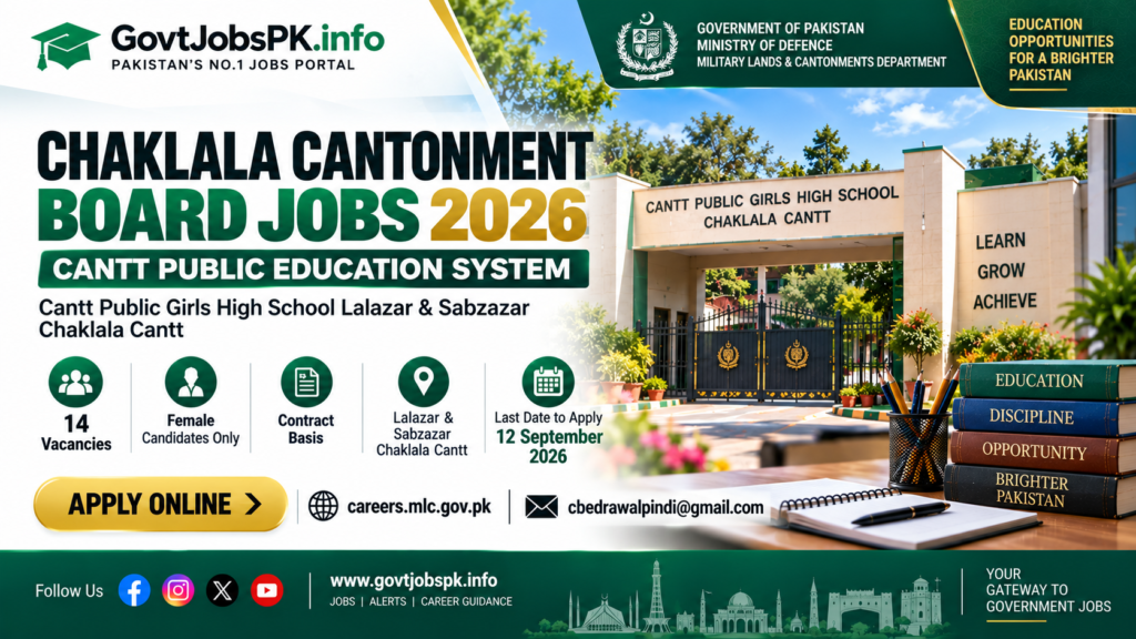 Chaklala Cantonment Board Jobs 2026