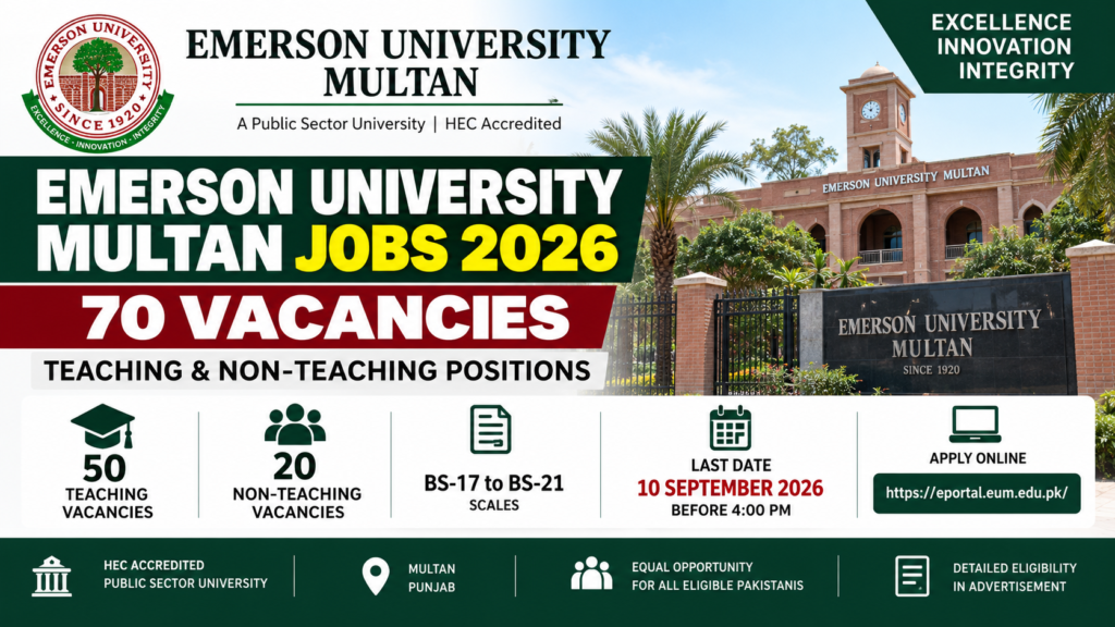 Emerson University Multan Jobs 2026