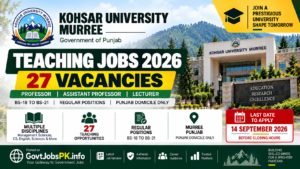 Kohsar University Murree Teaching Jobs 2026