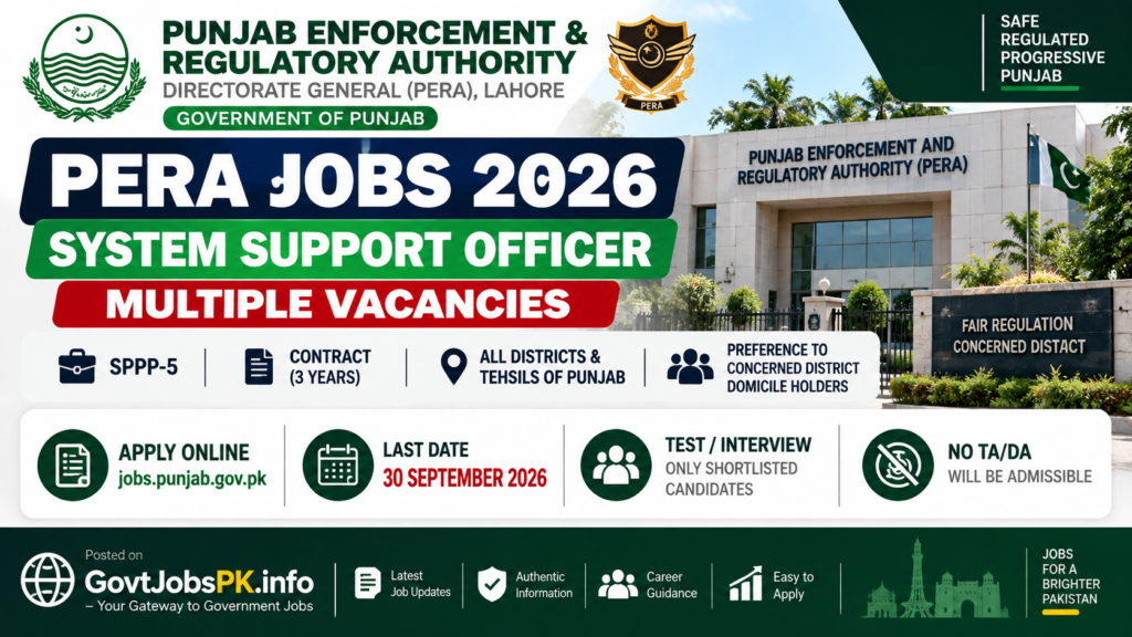 Punjab Enforcement and Regulatory Authority Jobs 2026