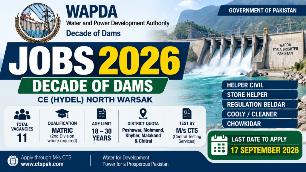 WAPDA Jobs 2026 – 11 Matric Vacancies