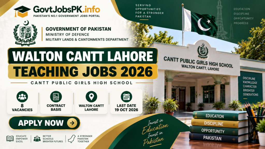 Walton Cantt Lahore Teaching Jobs 2026